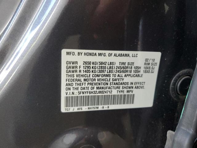 2018 HONDA PILOT EX #3303660936