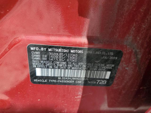 2019 MITSUBISHI MIRAGE ES ML32A3HJ8KH015826