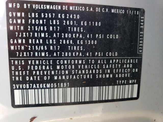 2019 VOLKSWAGEN TIGUAN S 3VV0B7AX6KM051891