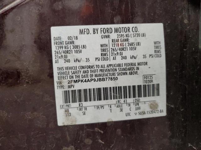 2018 FORD EDGE SPORT 2FMPK4AP9JBB77850