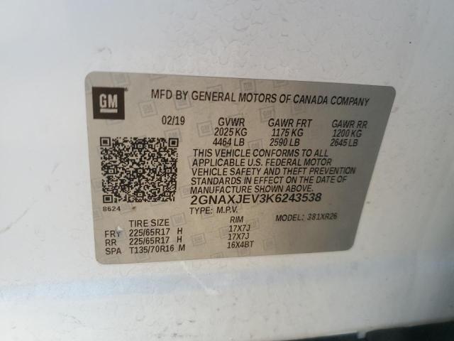 2019 CHEVROLET EQUINOX LT - 2GNAXJEV3K6243538