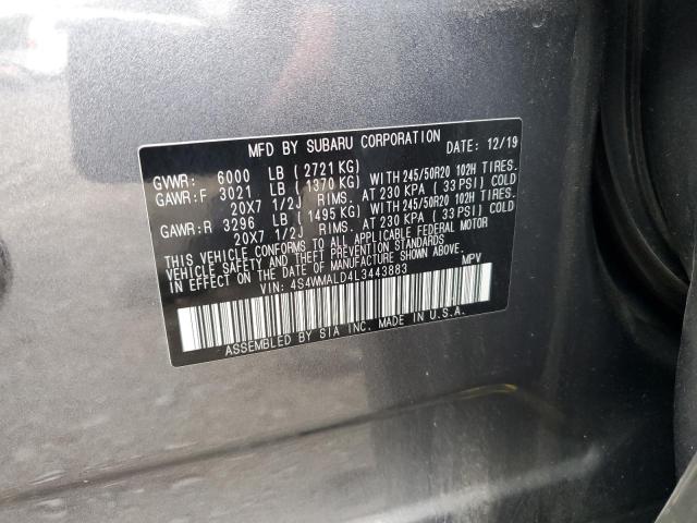 2020 SUBARU ASCENT LIM 4S4WMALD4L3443883