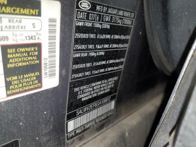 2016 LAND ROVER RANGE ROVE SALWV2EF6GA106812