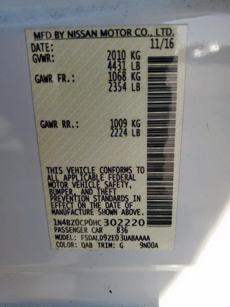 2017 NISSAN LEAF S - 1N4BZ0CP0HC302220