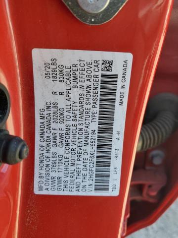 2020 HONDA CIVIC LX 2HGFC2F6XLH552194