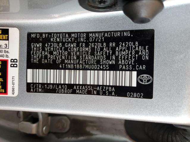 2021 TOYOTA AVALON LIM 4T1NB1BB7MU002455