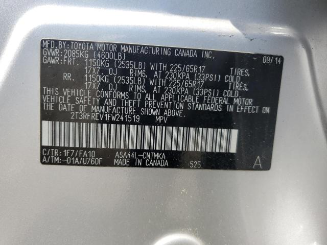 2015 TOYOTA RAV4 XLE - 2T3RFREV1FW241519