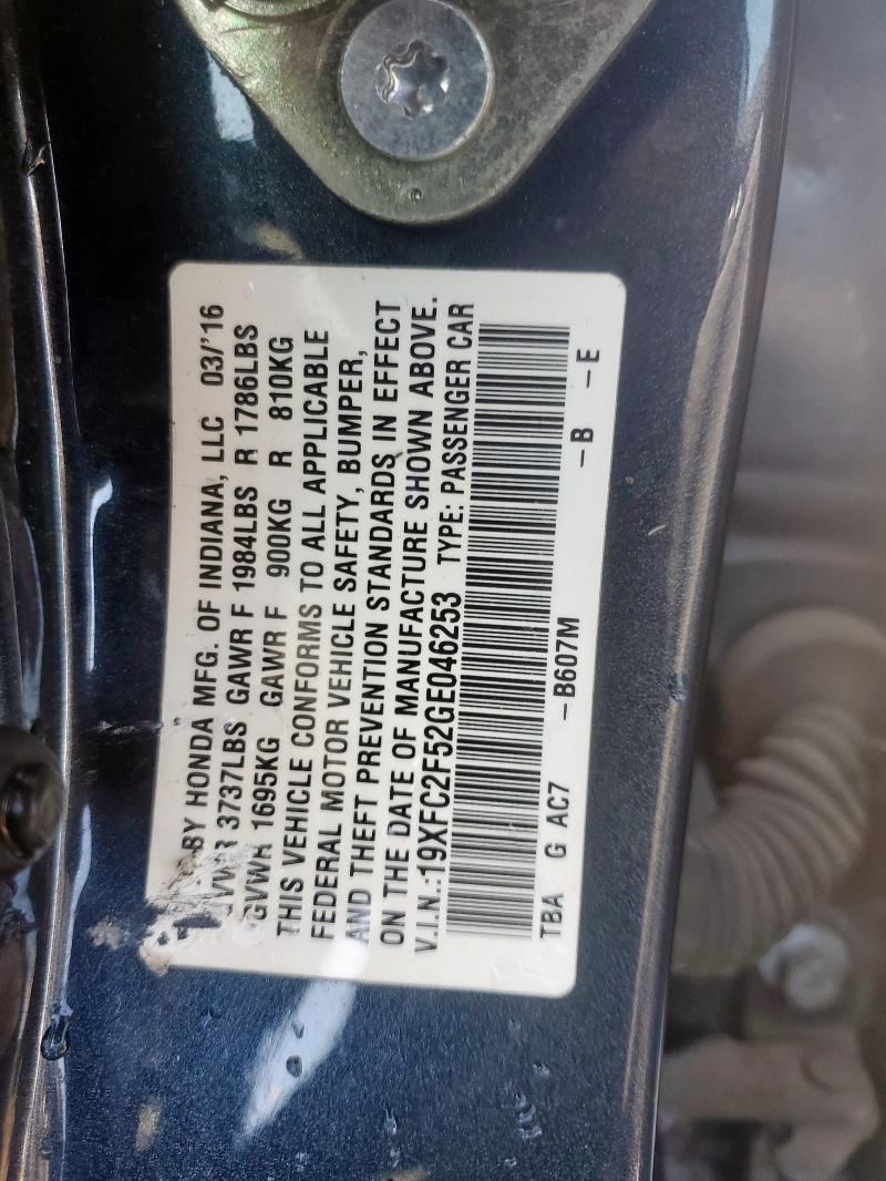 2016 HONDA CIVIC LX 19XFC2F52GE046253