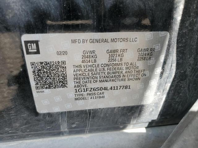 2020 CHEVROLET BOLT EV PR 1G1FZ6S04L4117781
