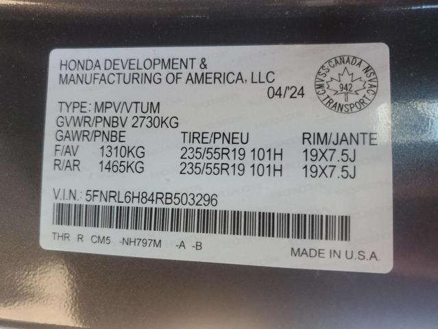 2024 HONDA ODYSSEY TO 5FNRL6H84RB503296