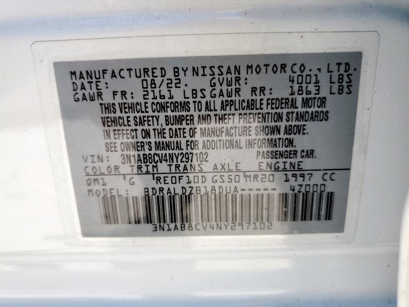 2022 NISSAN SENTRA SV 3N1AB8CV4NY297102
