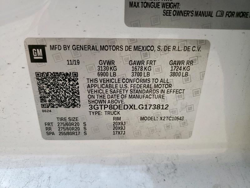 2020 GMC SIERRA C15 - 3GTP8DEDXLG173812
