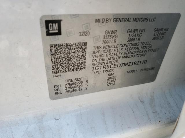2021 GMC SIERRA K15 1GTR9CED7MZ191170