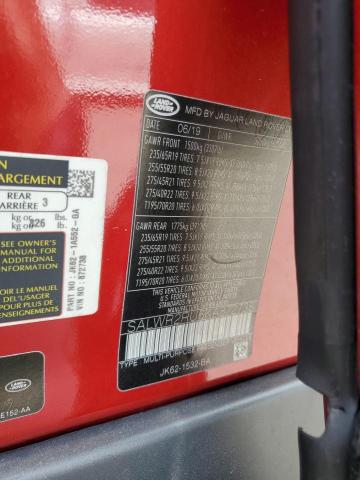 2019 LAND ROVER RANGE ROVE SALWR2RU6KA872738