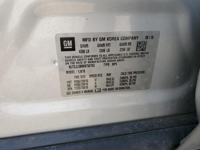 2019 CHEVROLET TRAX 1LT KL7CJLSB8KB750793