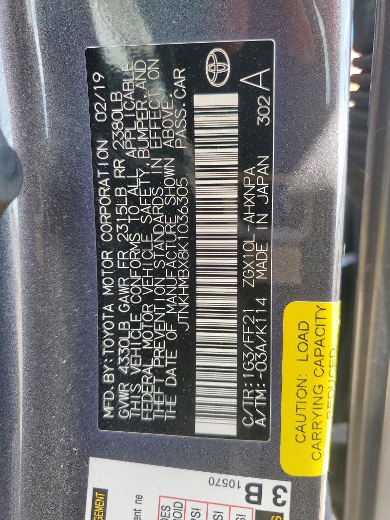 2019 TOYOTA C-HR XLE JTNKHMBX8K1036305