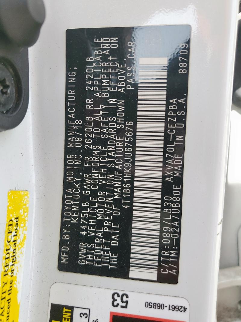 2018 TOYOTA CAMRY XSE 4T1B61HK9JU675676