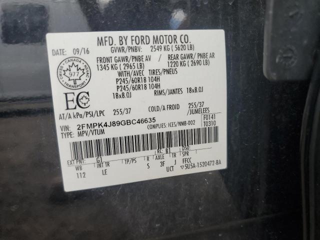 2016 FORD EDGE SEL 2FMPK4J89GBC46635