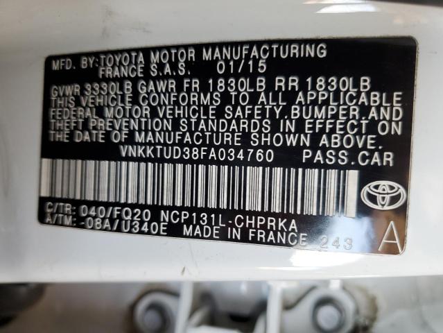 2015 TOYOTA YARIS VNKKTUD38FA034760