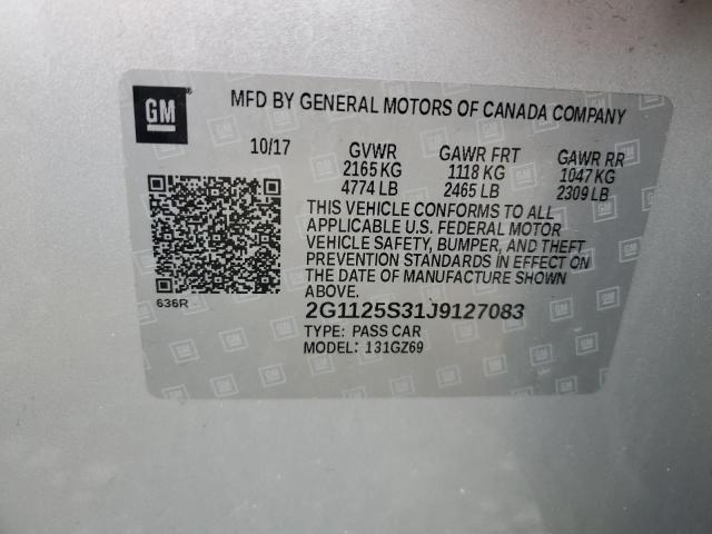 2018 CHEVROLET IMPALA PRE 2G1125S31J9127083