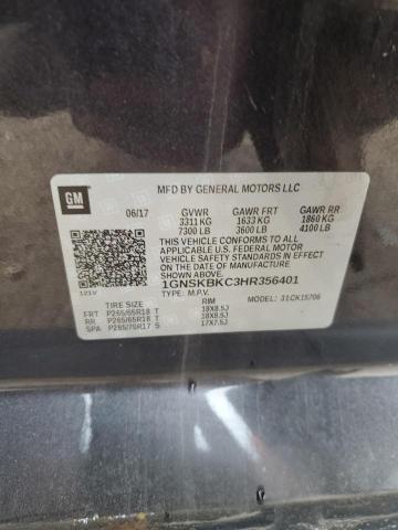 2017 CHEVROLET TAHOE K1500 LT 1GNSKBKC3HR356401