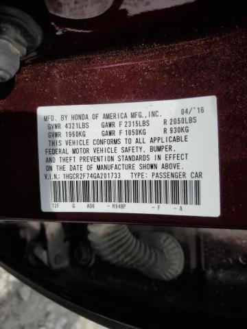 2016 HONDA ACCORD EX 1HGCR2F74GA201733