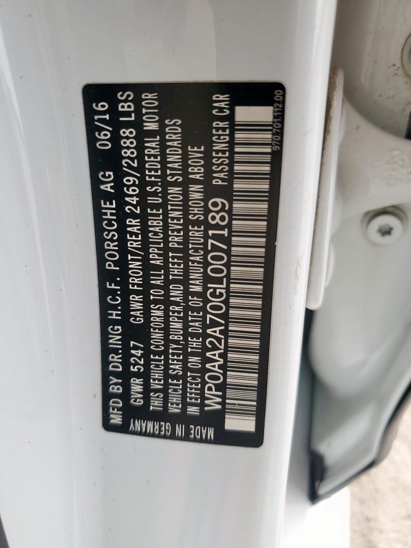 2016 PORSCHE PANAMERA 2 - WP0AA2A70GL007189
