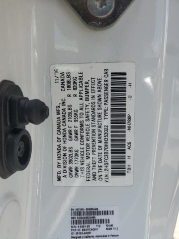 2017 HONDA CIVIC EXL 2HGFC3B70HH353022