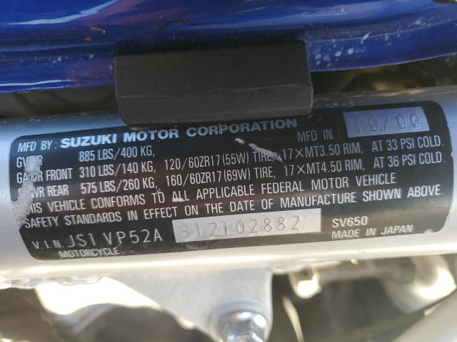2001 SUZUKI SV650 S JS1VP52A312102882