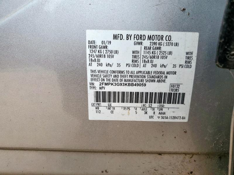 2019 FORD EDGE SE 2FMPK3G93KBB49059
