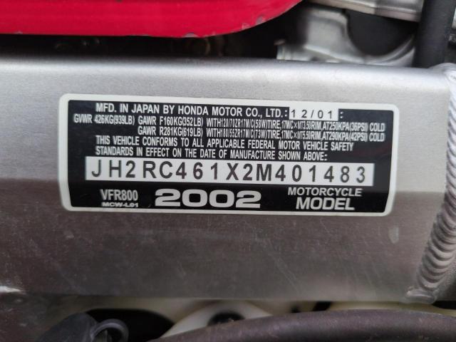 2002 HONDA VFR800 JH2RC461X2M401483