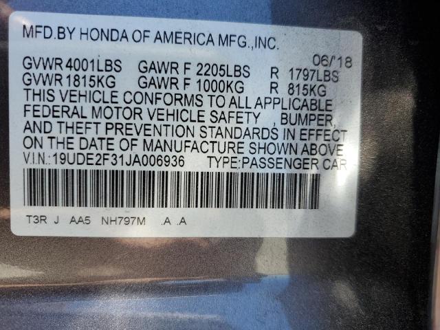 2018 ACURA ILX BASE W 19UDE2F31JA006936