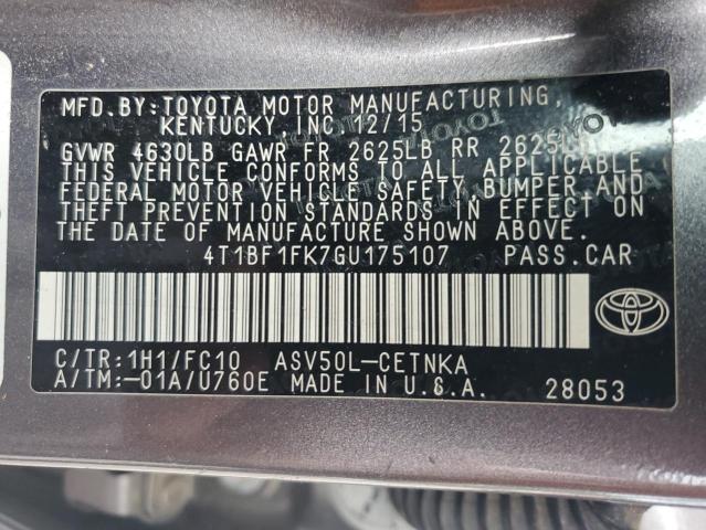 2016 TOYOTA CAMRY LE 4T1BF1FK7GU175107