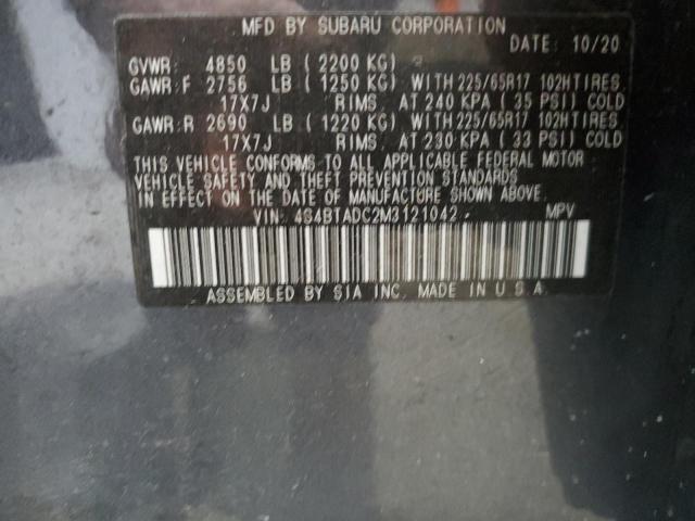 2021 SUBARU OUTBACK PR - 4S4BTADC2M3121042