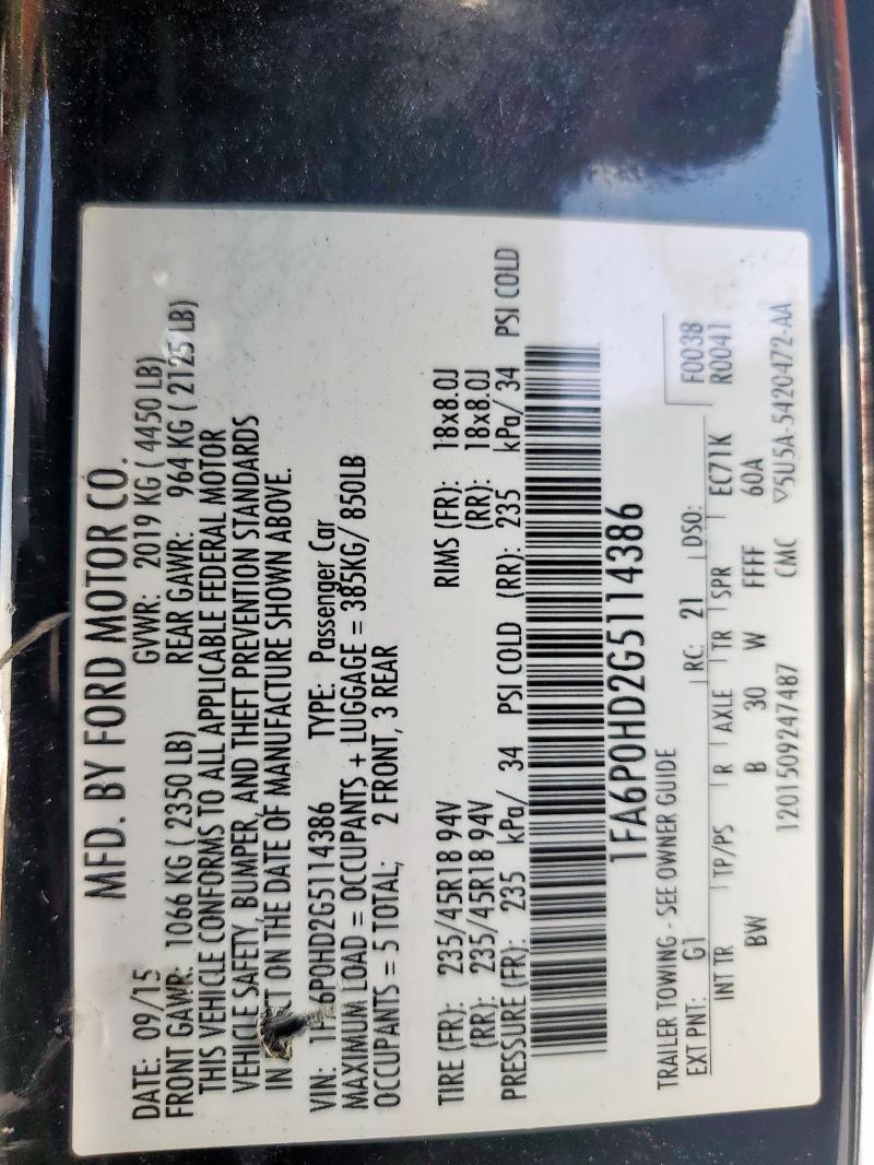 2016 FORD FUSION SE - 1FA6P0HD2G5114386