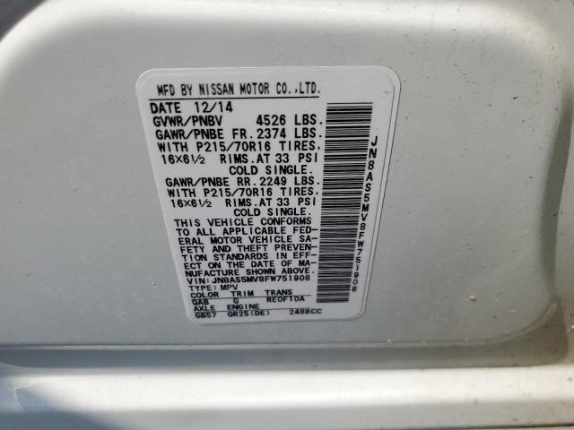 2015 NISSAN ROGUE SELECT S JN8AS5MV8FW751908