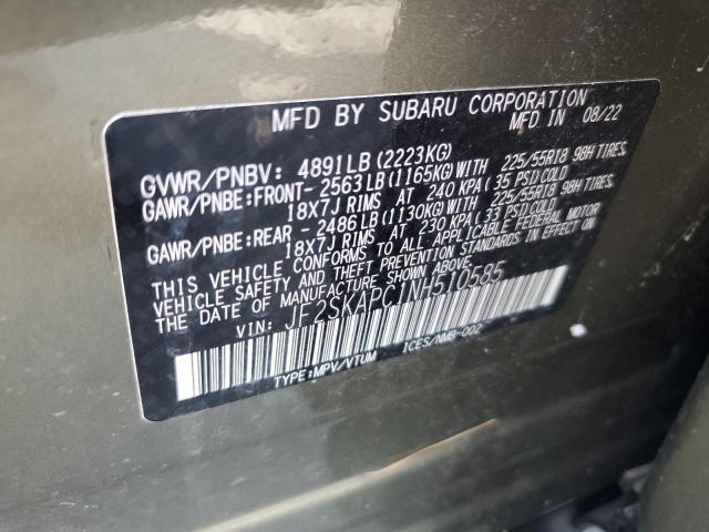 2022 SUBARU FORESTER LIMITED JF2SKAPC1NH510585