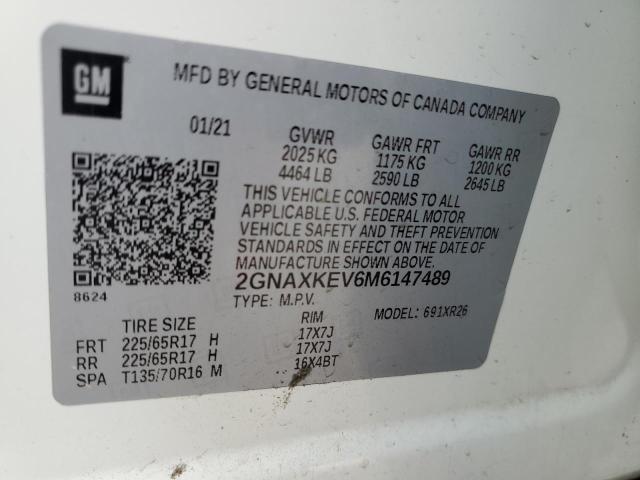 2021 CHEVROLET EQUINOX LT 2GNAXKEV6M6147489