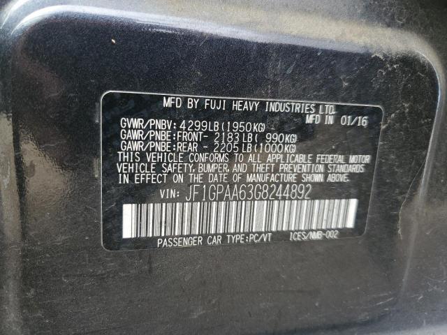 2016 SUBARU IMPREZA JF1GPAA63G8244892
