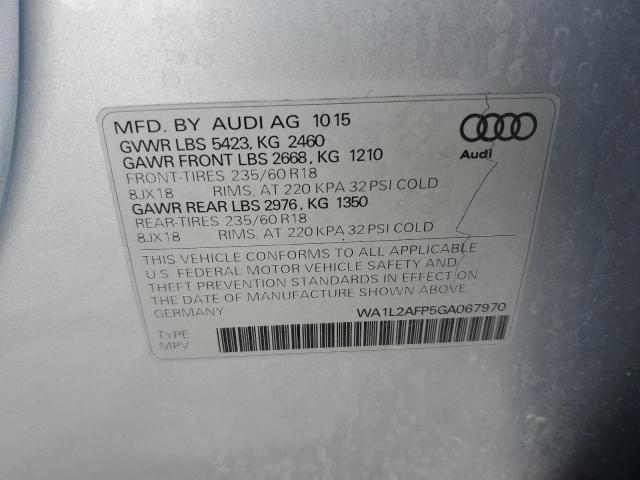2016 AUDI Q5 PREMIUM WA1L2AFP5GA067970
