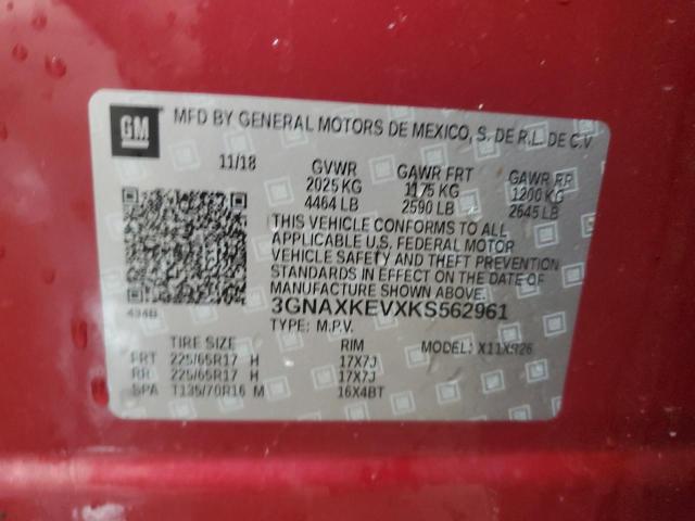 2019 CHEVROLET EQUINOX LT 3GNAXKEVXKS562961
