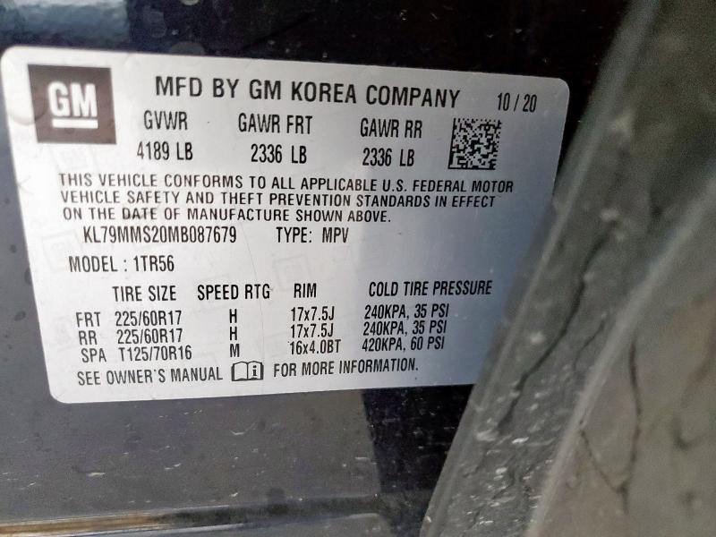 2021 CHEVROLET TRAILBLAZE KL79MMS20MB087679