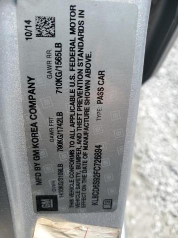 2015 CHEVROLET SPARK 1LT KL8CD6S92FC726894