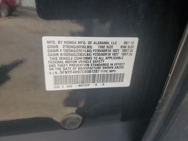 2012 HONDA PILOT TOUR - 5FNYF4H97CB081287