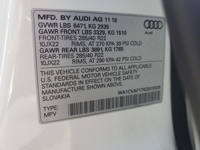 2019 AUDI Q8 PRESTIGE WA1CVAF17KD015329