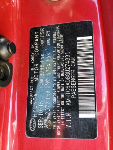 2016 HYUNDAI VELOSTER KMHTC6AD8GU274831