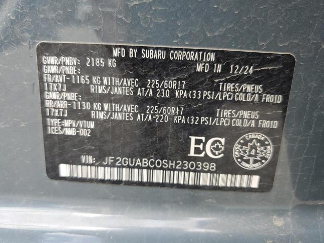 2025 SUBARU CROSSTREK JF2GUABC0SH230398