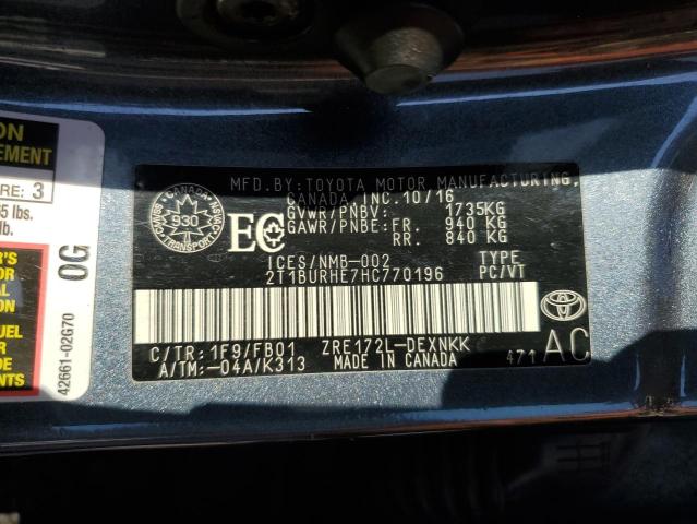 2017 TOYOTA COROLLA L 2T1BURHE7HC770196
