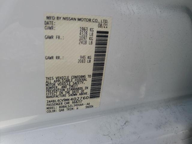 2021 NISSAN ALTIMA SR - 1N4BL4CV9MN402760