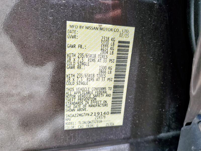 2015 NISSAN MURANO S 5N1AZ2MG7FN219140